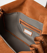 Suede Country Holdall with Water-Resistant Lining and Turnlock Fastening, Approx. 50x58x25 cm