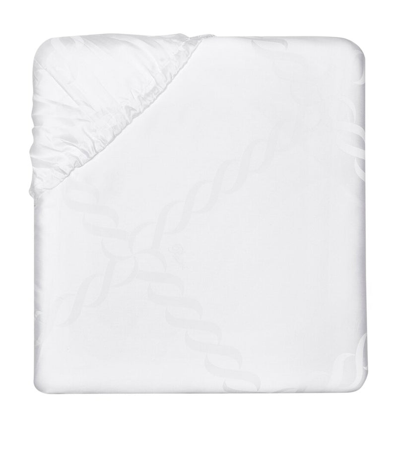 Pratesi King Fitted Sheet with Braid Pattern 150cm x 200cm, imported from the UK