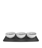 Villeroy & Boch NewMoon Dip Bowl and Presentation Plate Porcelain Tableware Set of 4