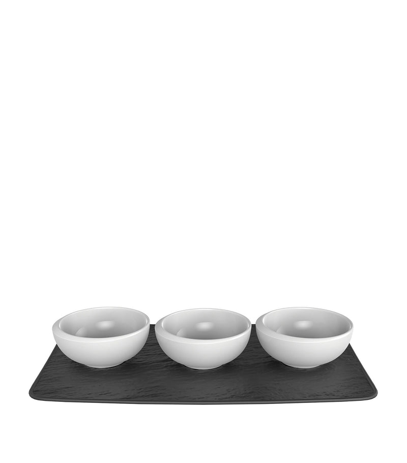 Villeroy & Boch NewMoon dip bowl and presentation plate set of 4 (British brand)