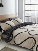 Catherine Lansfield Natural Linear Curve Geo Duvet Cover Set