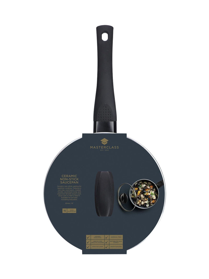 MasterClass Grey Ceramic Coated Saucepan 20cm, imported from the UK