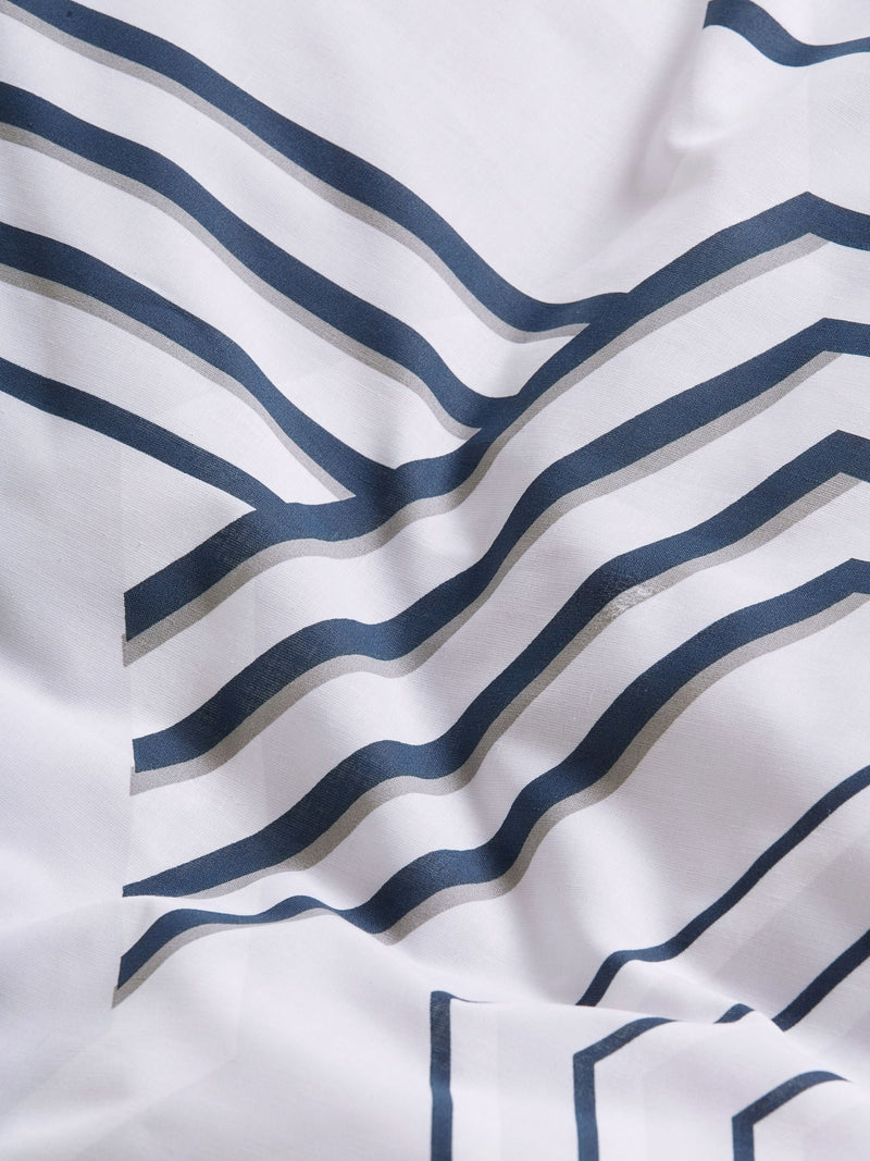 Blue/grey geo reversible duvet cover and pillowcase set, imported from the UK