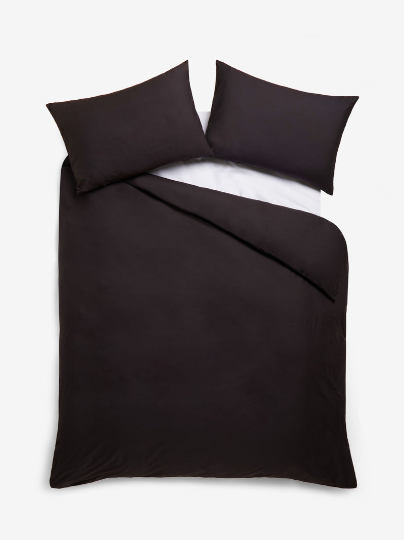 Black Cotton Rich Plain Duvet Cover and Pillowcase Set - British product