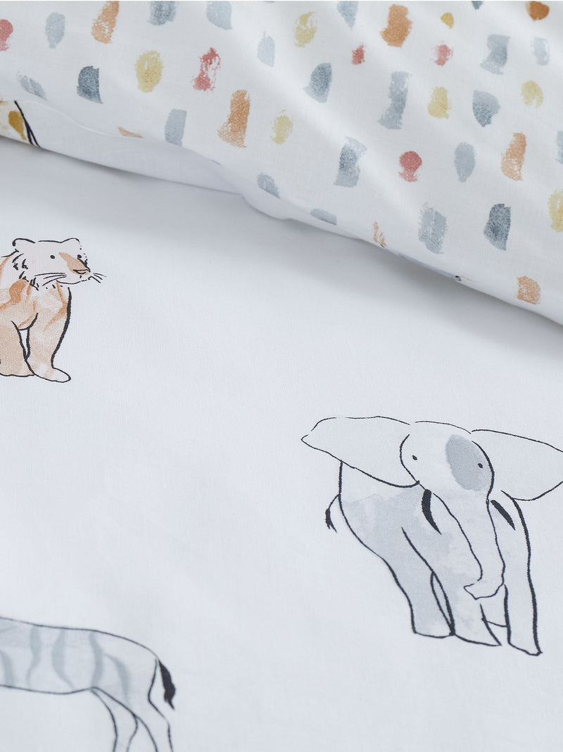 Bianca Kids Zoo Animals duvet cover and pillowcase set - British product