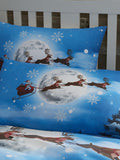 Glow-in-the-dark Blue Santa Christmas duvet cover and pillowcase set - British product