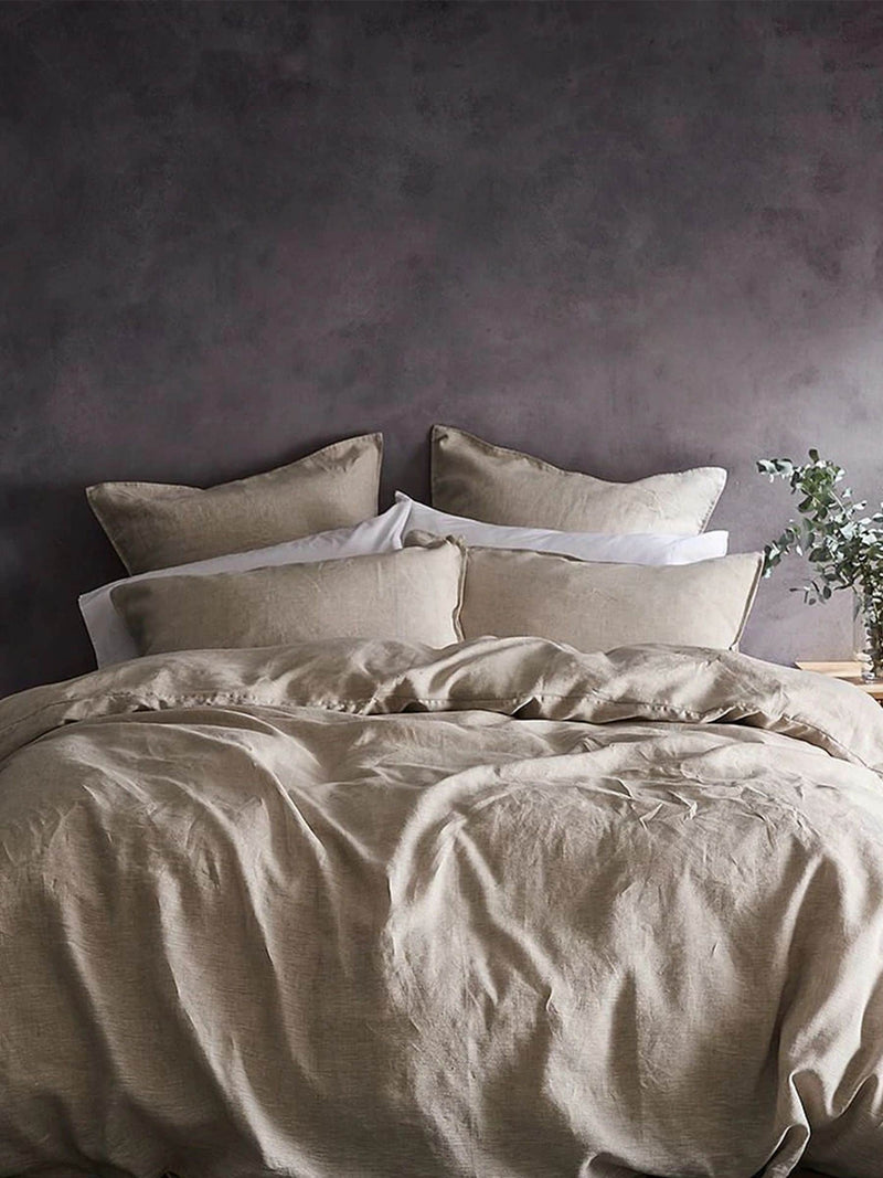 Lazy Linen natural washed 100% linen duvet cover, UK version
