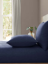 Lazy Linen Blue Washed 100% Linen Fitted Bed Sheet