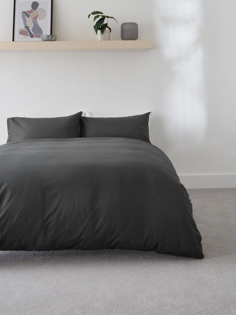 Charcoal grey duvet cover and pillowcase set - British product