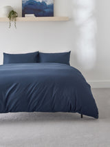 Navy Blue Easy Care Polycotton Plain Duvet Cover and Pillowcase Set