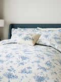 V&A Blue Garden Of Love 100% Cotton Duvet Cover and Pillowcase Set