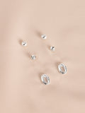 Silver tone initial stud earrings pack (British brand)
