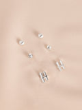 Silver tone initial stud earrings pack (British brand)