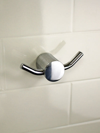 Showerdrape Silver Vitality Double Robe Hook Bathroom Accessory