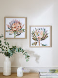Set of 2 Pink 3D Floral Print Protea Wall Art