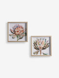 Set of 2 Pink 3D Floral Print Protea Wall Art