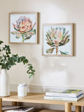 Set of 2 Pink 3D Floral Print Protea Wall Art