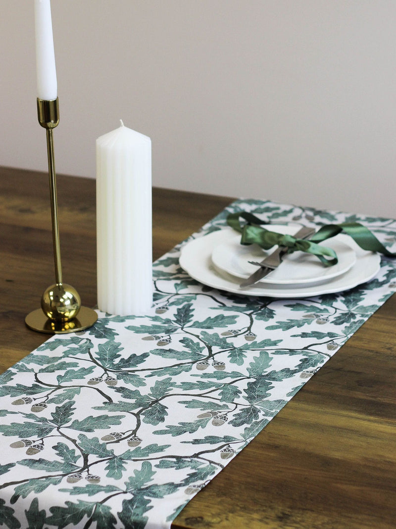 Avalon Home Green Oak 100% Cotton Table Runner