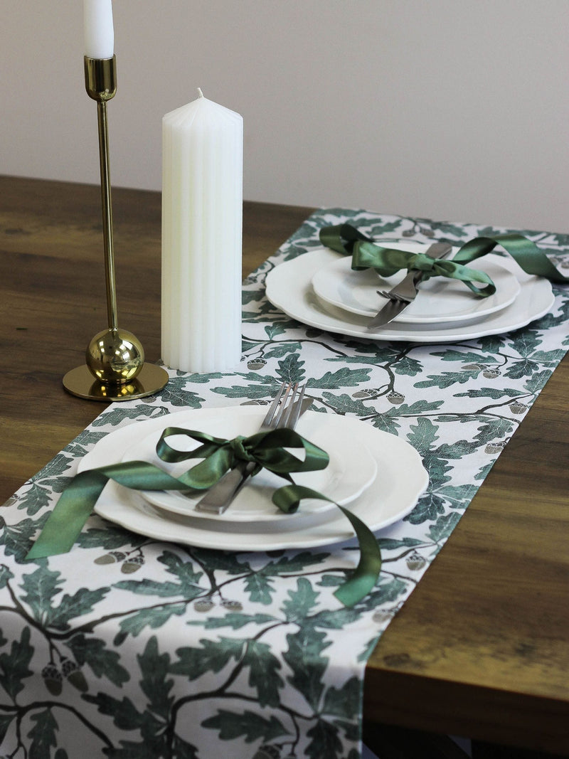 Avalon Home Green Oak 100% Cotton Table Runner