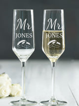 Loveabode Personalised Champagne Ring Glasses Champagne Flutes 7.75oz
