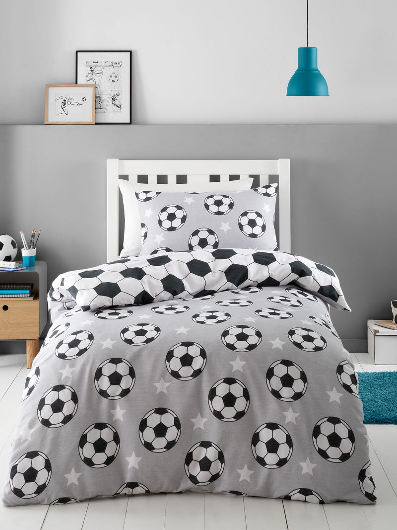 Catherine Lansfield football duvet cover set in grey - British product