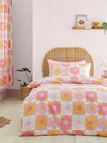 Catherine Lansfield pink retro daisy reversible duvet cover set - British product