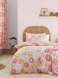 Catherine Lansfield pink retro daisy reversible duvet cover set - British product