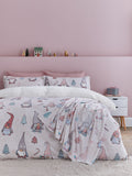 Catherine Lansfield Blush Pink Christmas Festive Gonk Cosy Fleece Duvet Cover Set - British product