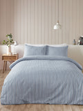 Catherine Lansfield Chambray blue reversible stripe duvet cover set - British product