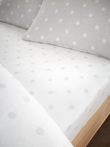 Catherine Lansfield Silver Grey Supersoft 100% Brushed Cotton Polka Dot Fitted Sheet
