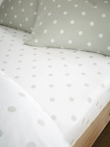 Catherine Lansfield Sage Green Supersoft 100% Brushed Cotton Polka Dot Fitted Sheet