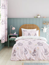 Catherine Lansfield Pink Bunny Tail Ditsy Flower Reversible Duvet Cover Set