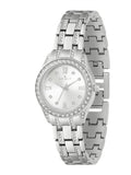 Spirit Ladies silver tone bracelet watch and heart-shaped stone necklace set (British brand)