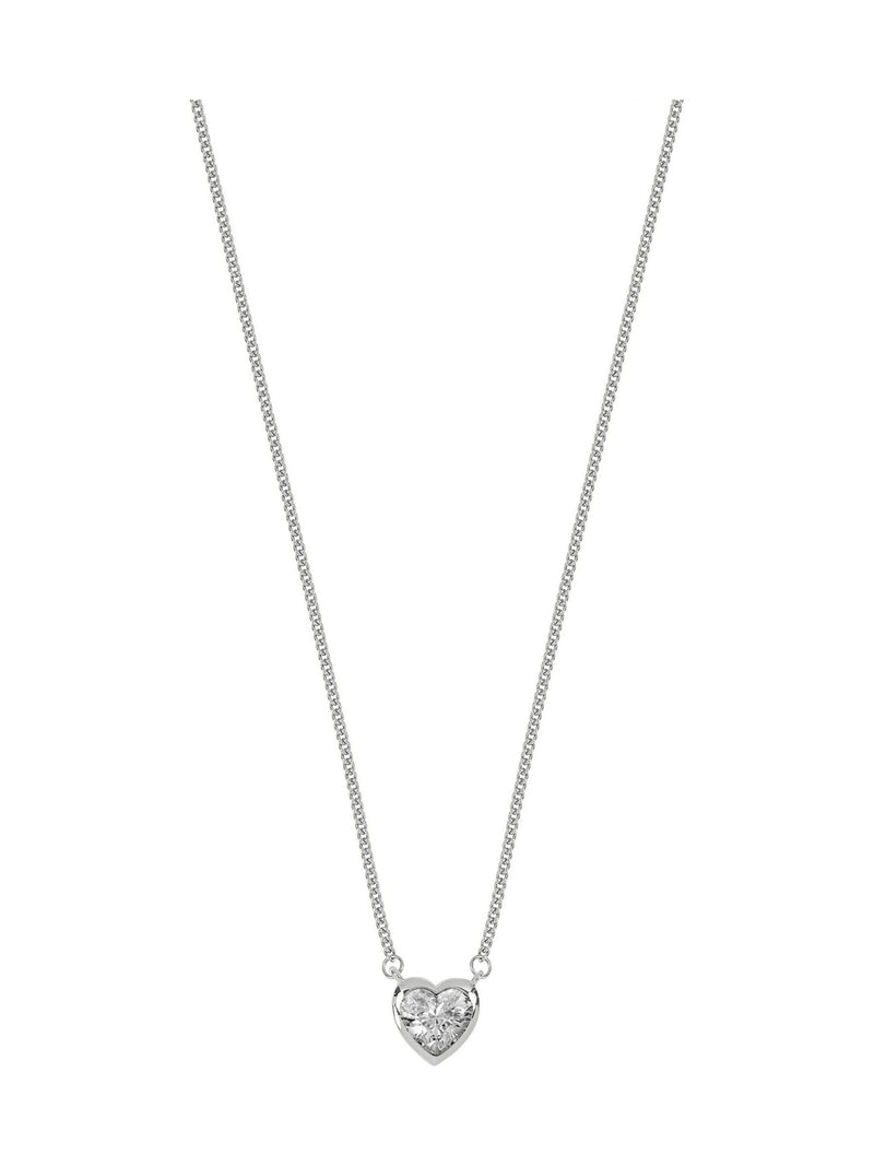 Spirit Ladies silver tone bracelet watch and heart-shaped stone necklace set (British brand)