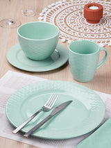 Bread + Butter 16 Piece Soft Green Honeycomb Stoneware Dinner Set