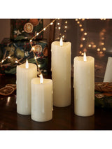 Lights4fun Ivory TruGlow Dripping Wax LED Slim Pillar Candle 15cm