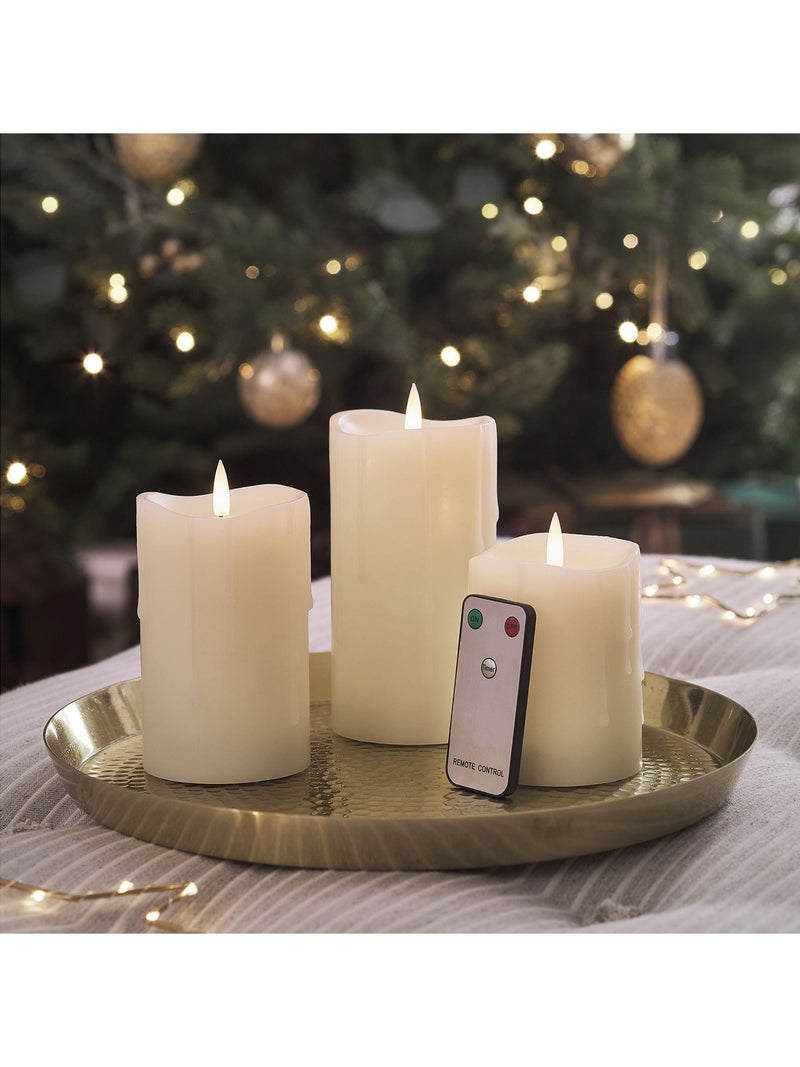 Lights4fun TruGlow Dripping Wax LED Pillar Candle Trio, UK version