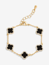Jon Richard Gold Tone Jet Enamel Clover Bracelet Jewellery 178mm