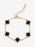 Jon Richard gold tone jet enamel clover bracelet 178mm, UK version