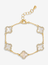 Jon Richard White Jet Enamel Clover Gold Plated Bracelet 178mm