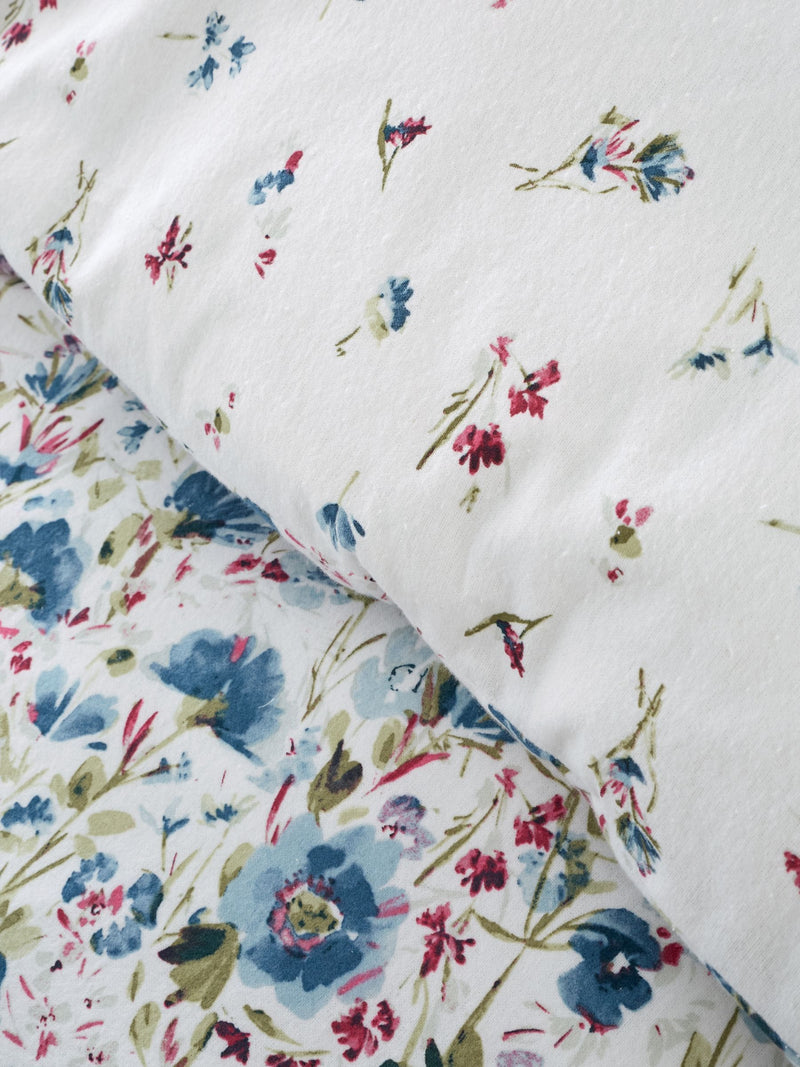 Bianca Blue Supersoft 100% Brushed Cotton Ophelia Floral Print Duvet Cover Set