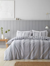 Bianca Silver Grey Supersoft Brushed Cotton Stripe Duvet Cover Set
