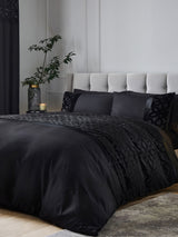 Catherine Lansfield Black Lattice Cut Velvet Duvet Cover and Pillowcase Set