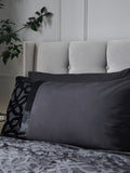 Catherine Lansfield black lattice cut velvet duvet cover and pillowcase set - British product