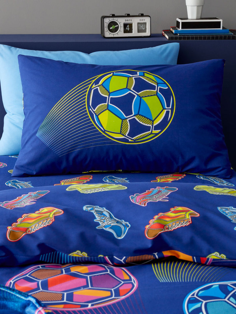 Catherine Lansfield Navy Blue Football Reversible Duvet Cover Set - British product