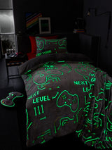 Catherine Lansfield Black Game Over Glow in the Dark Fleece Duvet Cover Set