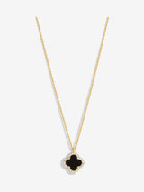 Jon Richard Black Tone Jet Clover Pendant Necklace