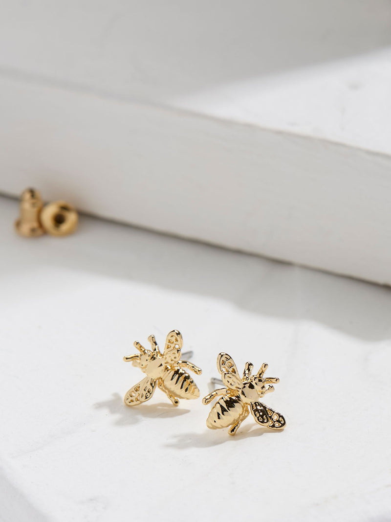 FatFace gold tone bee stud earrings 1cm - British product
