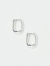 FatFace Silver Tone Oval Huggie Hoop Earrings