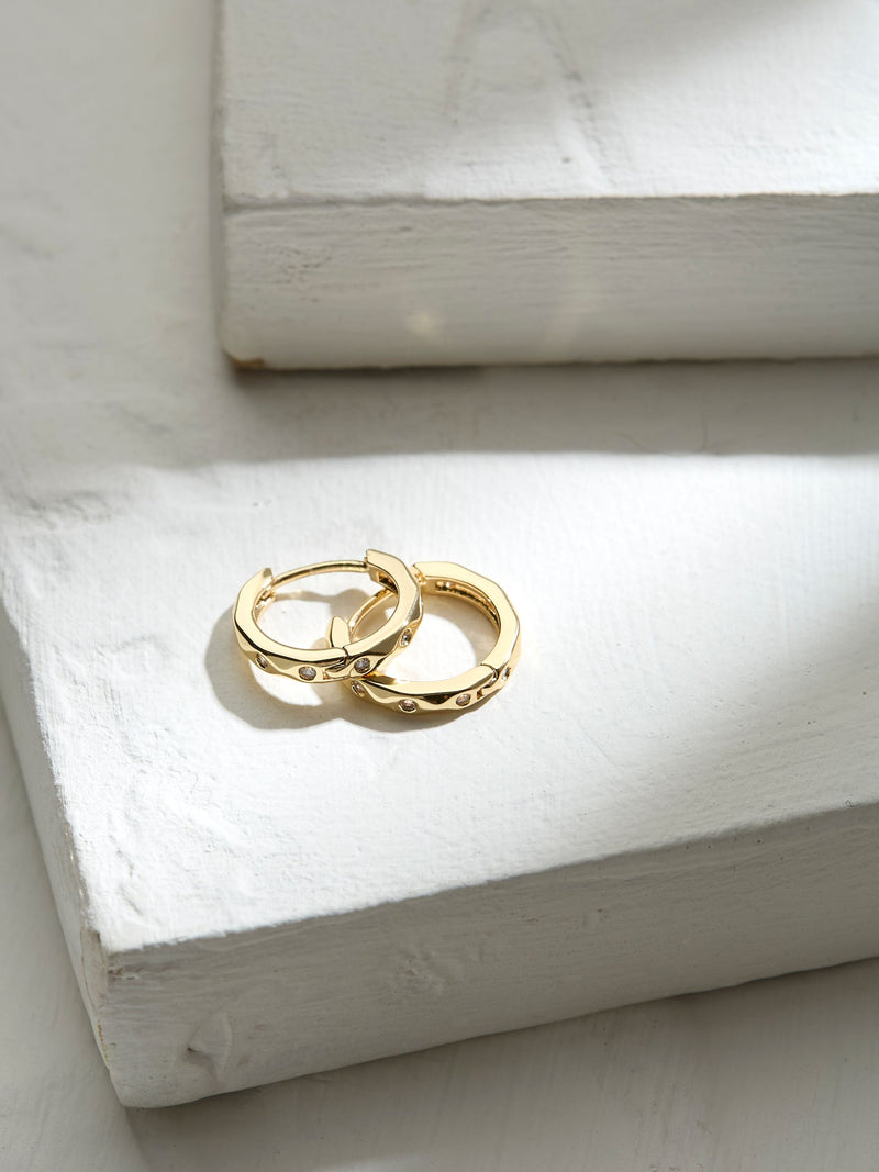 FatFace Gold Tone Gem Huggie Hoops Earrings